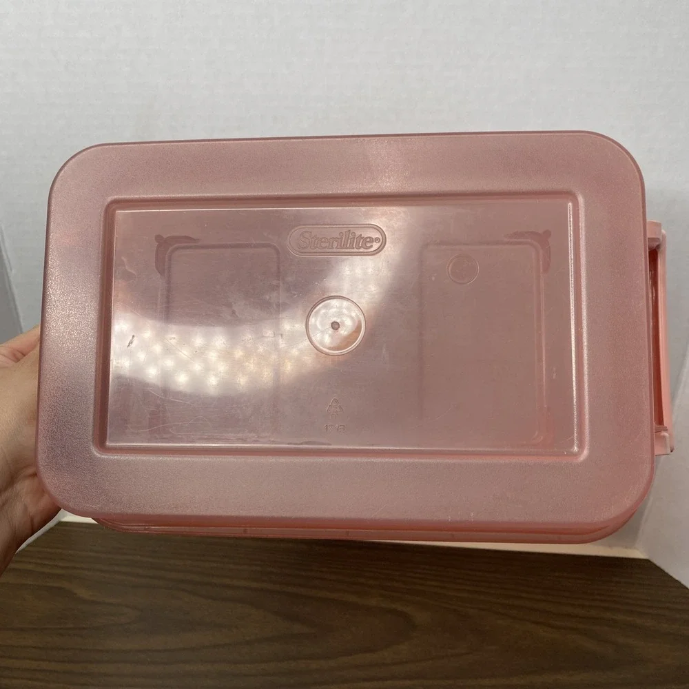 Sterilite 2.7 Qt. Modular Latch Box Plastic with Translucent Pink Base and Lid